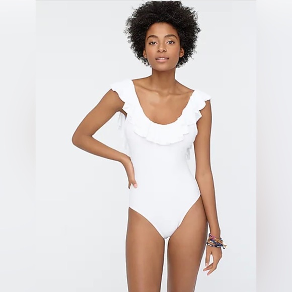J.Crew Ruffle Scoopback one-piece swimsuit - Picture 1 of 3
